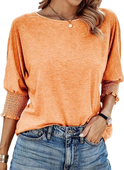 Women's 2025 Fashion Tops 3/4 Sleeve T-Shirts Cute Crewneck Basic Business Tees Blouses Casual Summer Wear Super Soft Breathable Fabric