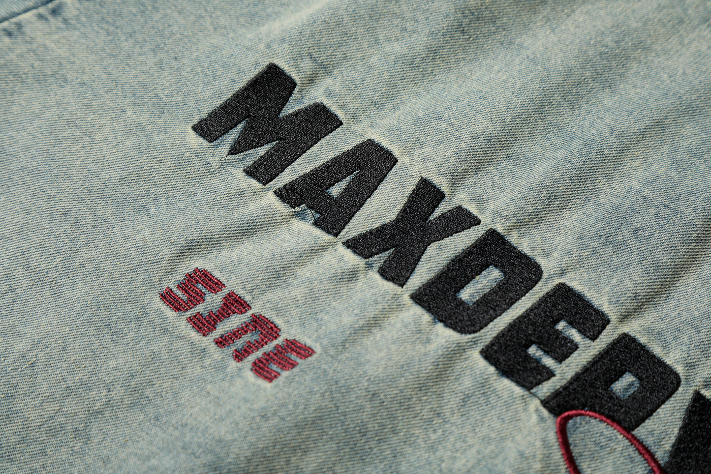 Maxdepy Graphic Letter Print Washed Oversized Tee Short Sleeve Streetwear Y2K Vintage Denim Look T-Shirt | Maxdepy Tee