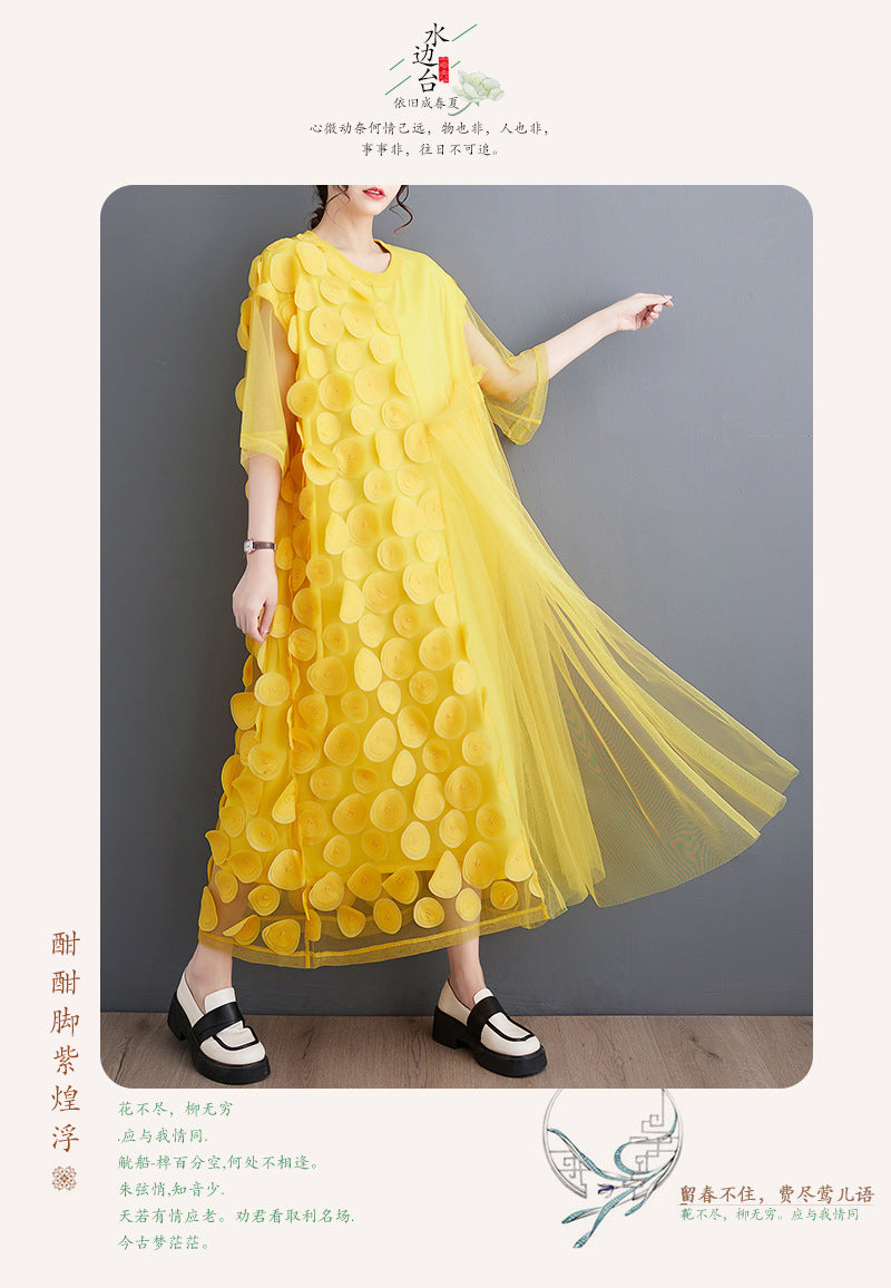 Sommerkleid aus Spitze mit Punkten für Damen, koreanisch inspiriert, A-Linien-Pullover