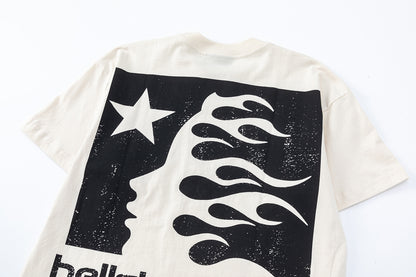 Oversized Short Sleeve Graphic Tee Dropped Shoulder Streetwear Summer Casual T-Shirt | Blaze Crop