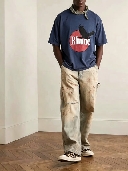 RHUDE EAGLE LOGO SLUB TEE