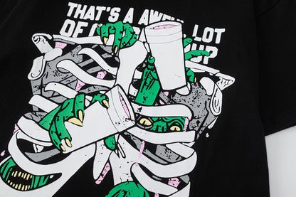 Slime Drip Graphic Tee Slogan Print Oversized Black Cotton Streetwear Casual Summer T-Shirt | Green Slime