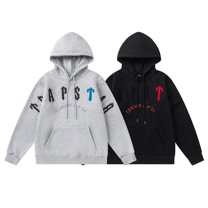 Trapstar black hoodie and joggers tracksuit set with red graphic lettering - view 4