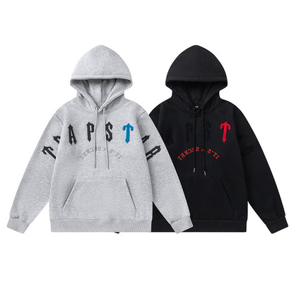 Trapstar Black and Red Graphic Hoodie and Joggers Tracksuit Set, Two Piece Streetwear Outfit