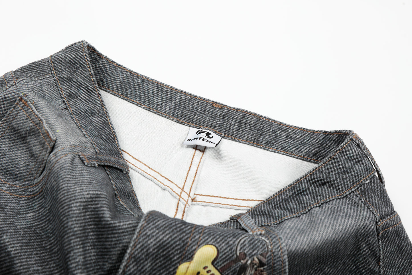 Women's Multi Patch Embroidery Charm Pendant High Waist Washed Denim Shorts Y2K Streetwear Bermuda Jean Shorts