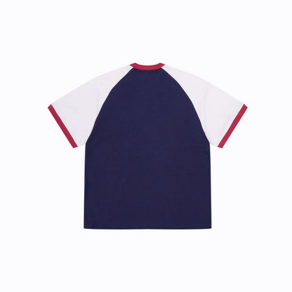 Corteiz Embroidered V-Neck Colorblock Raglan Short Sleeve Tee Oversized Streetwear Campus Style | Crtz Volt