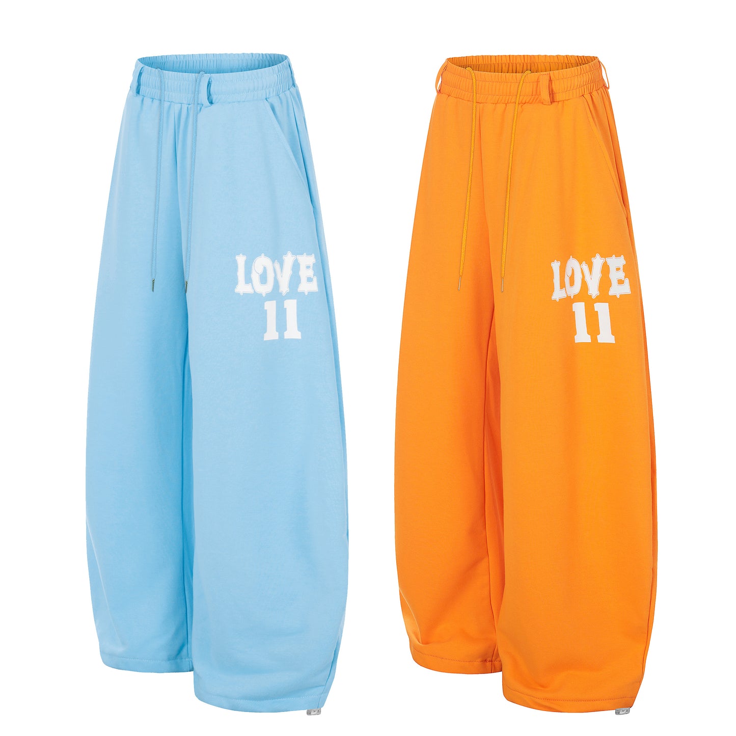 LOVE 11 Balloon Wide Leg Sweatpants - Blue and Orange Side