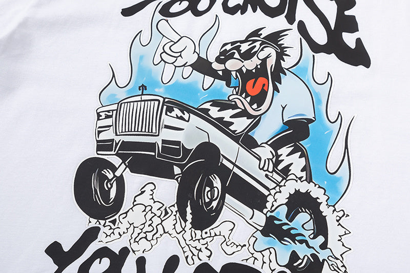 Trapstar graphic short sleeve crew neck T-shirt with chest logo and illustrated truck back print - view 4