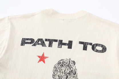 Oversized Short Sleeve Graphic Tee Dropped Shoulder Streetwear Summer Casual T-Shirt | Dusk Knit