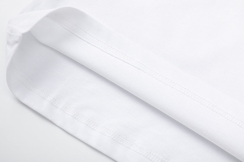 White crew neck short sleeve T-shirt with red and black brick-style Trap Still Runnin graphic - view 4