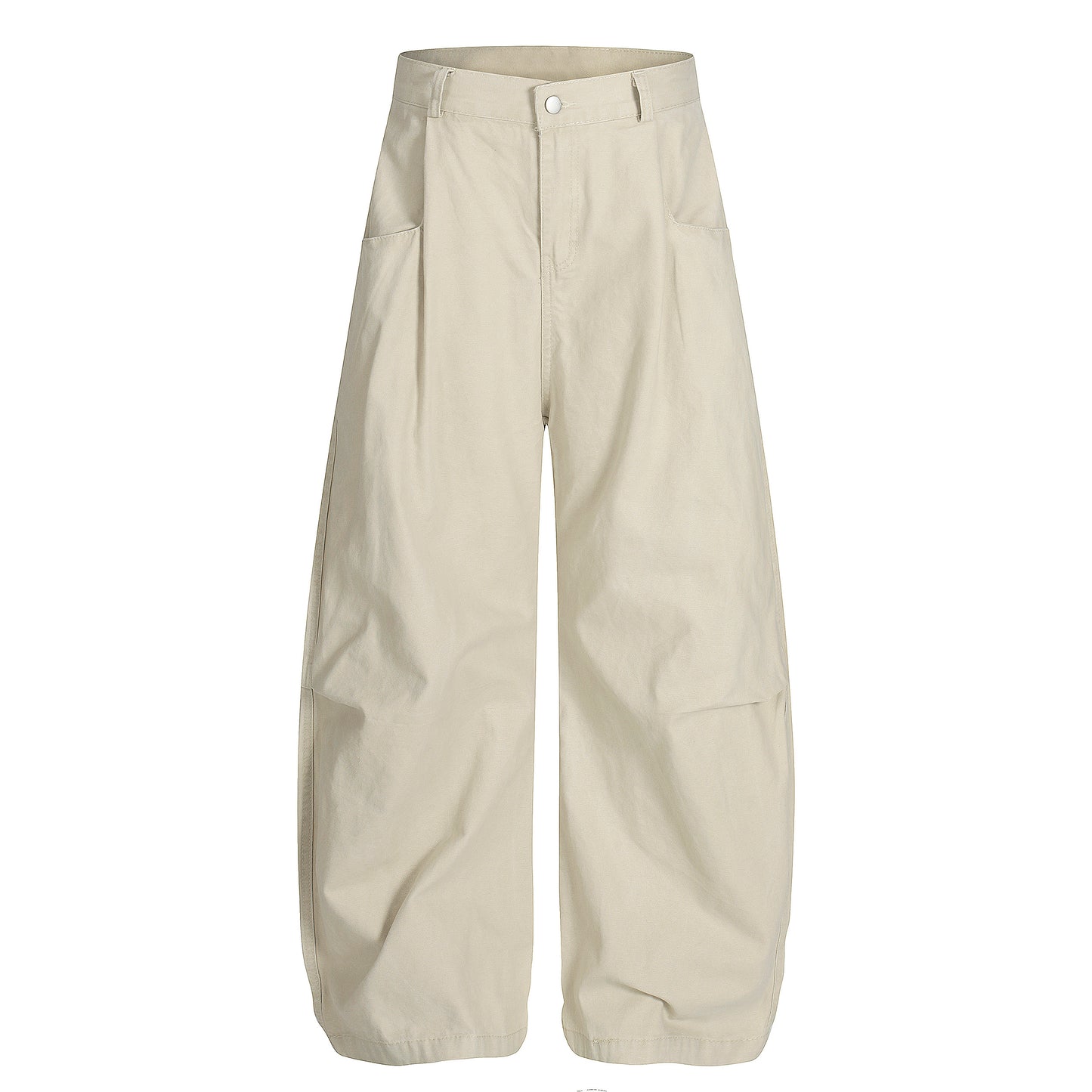 High waist barrel leg wide pants - beige and army green side comparison