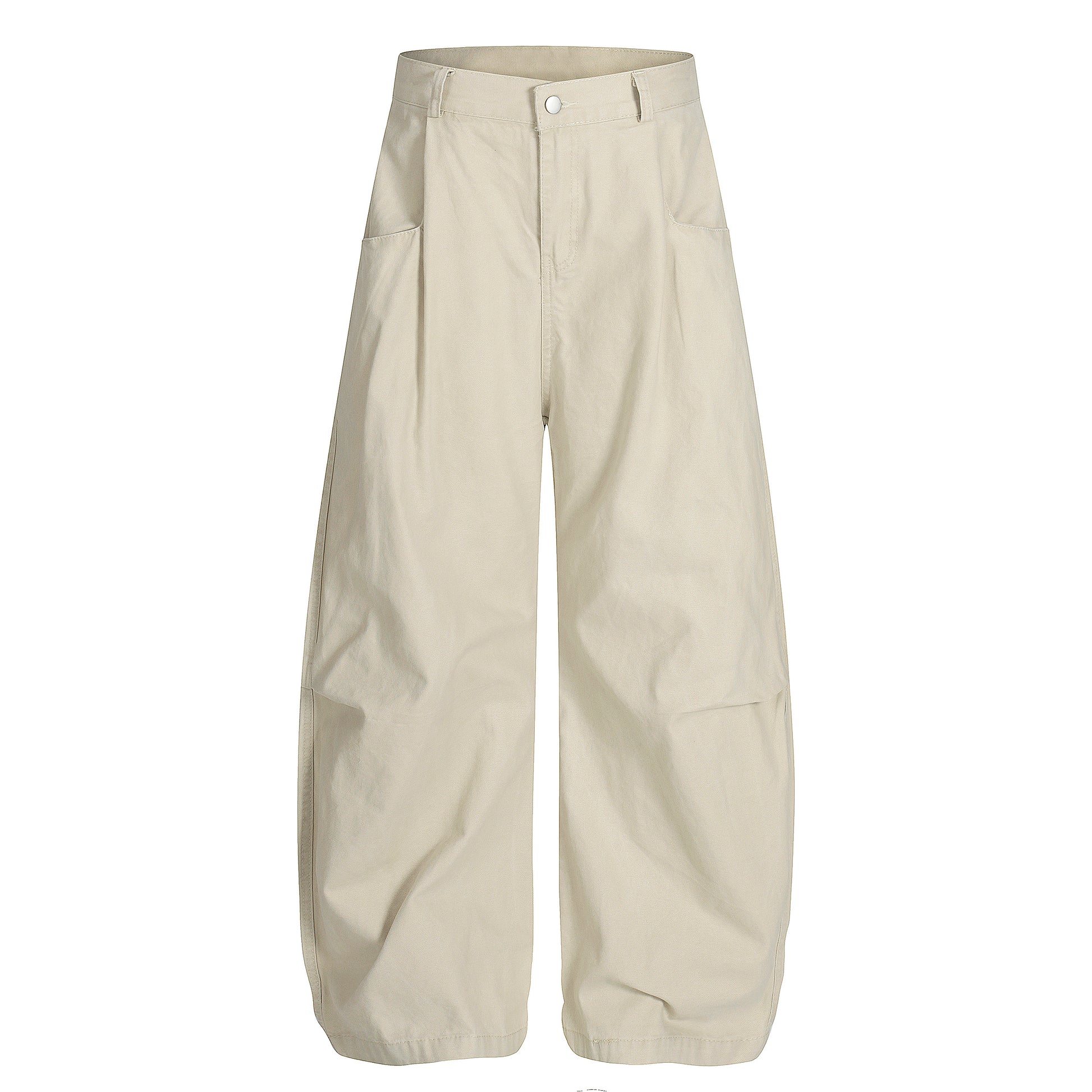 High waist barrel leg wide pants - beige and army green side comparison