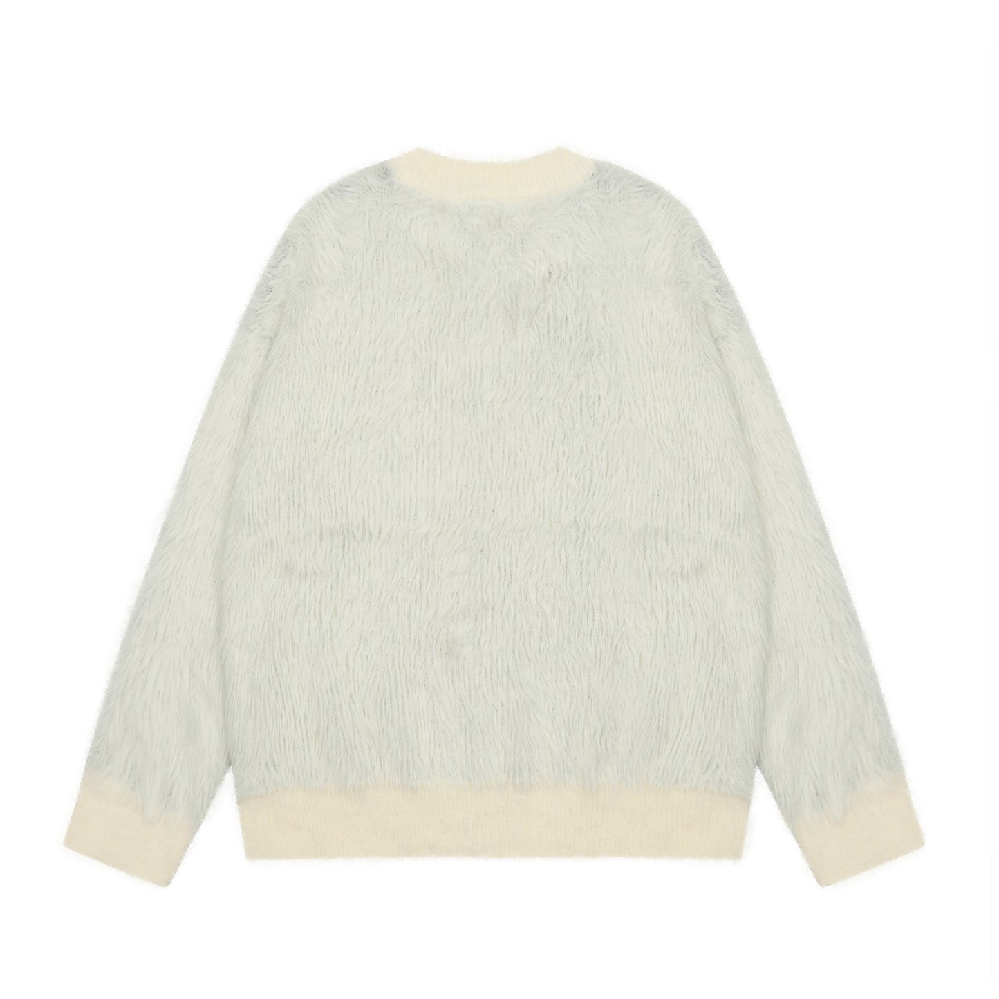 Mountain jacquard fuzzy knit sweater white - front