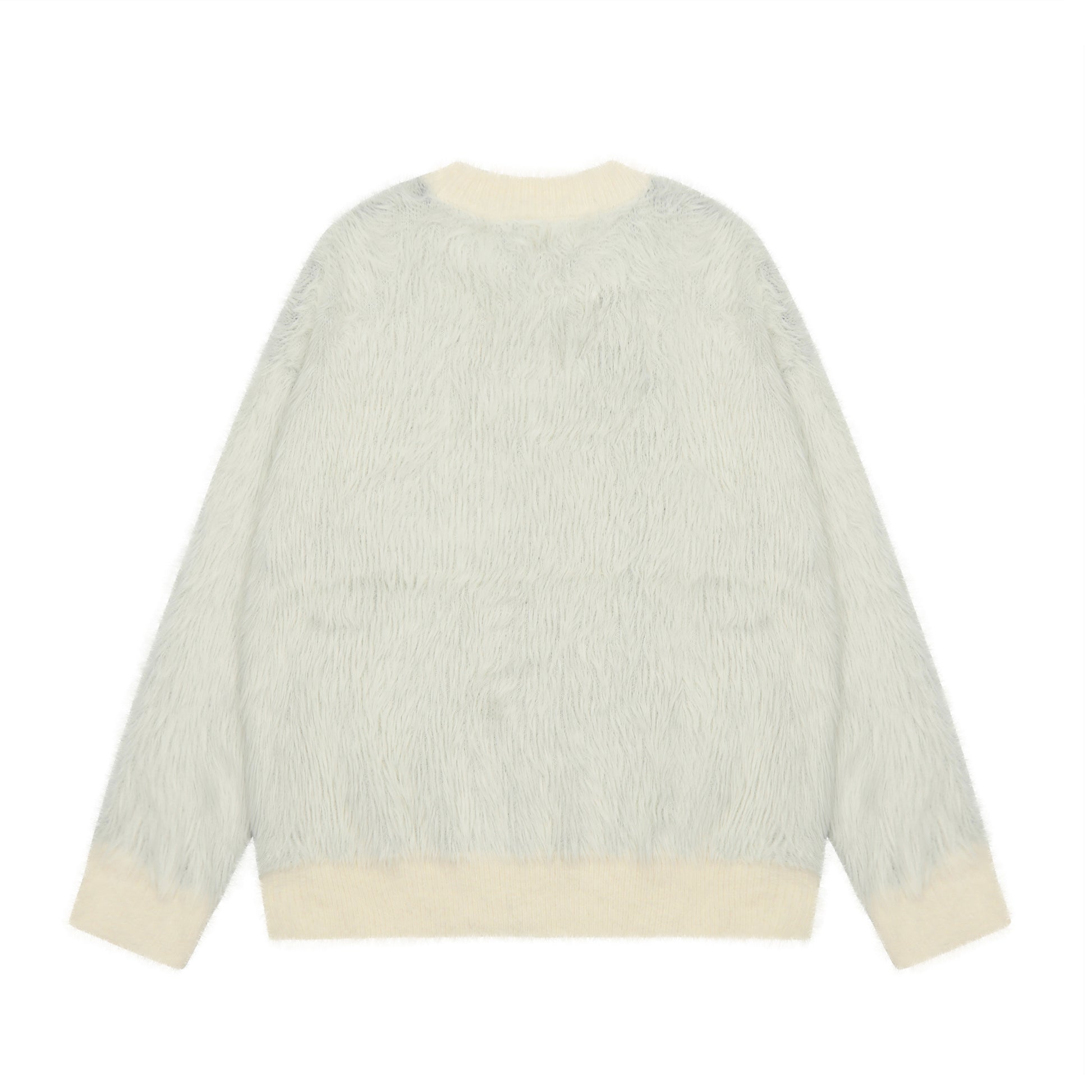 Mountain jacquard fuzzy knit sweater white - front