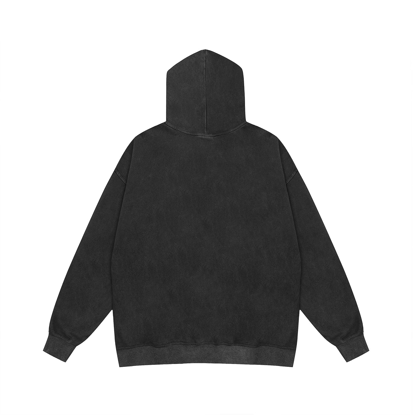 Black hoodie front RVNTENG Sacredness angel print