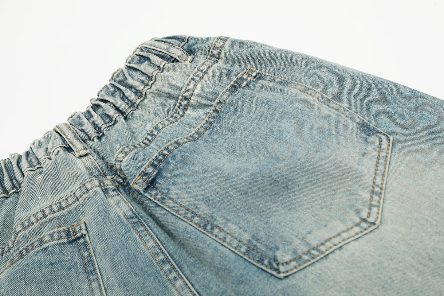 Cartoon Embroidery Scatter Patch Wide Leg Jeans Elastic Waist Washed Denim Bear Star Bow Y2K Harajuku