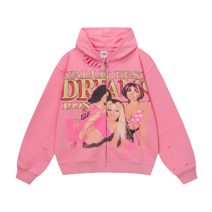 Valley Fest Dreams Zip Up Hoodie (Pink)