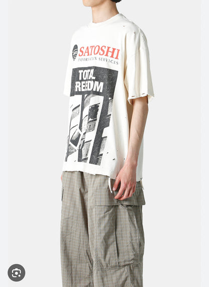 Satoshi Nakamoto Total Freedom Distressed Tee Beige