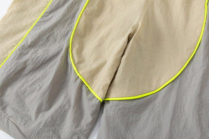 Drawstring Casual Shorts with Elastic Waist, Pockets and Contrast Piping
