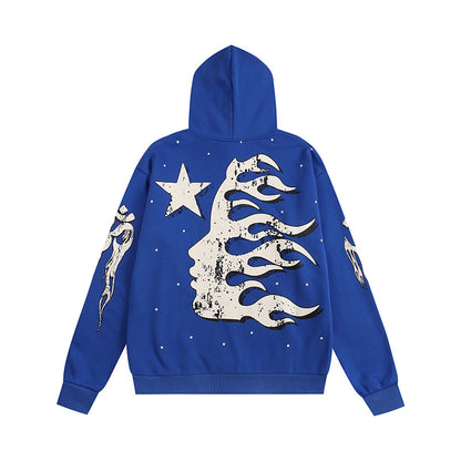 Hellstar Rhinestone Flare Logo Hoodie 'Blue'