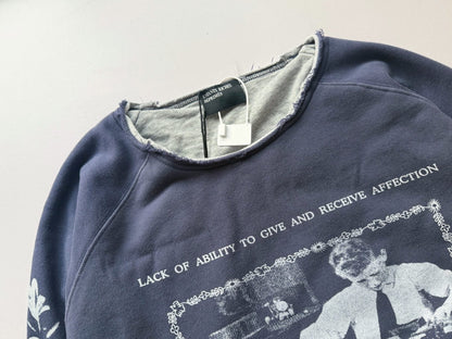 Head Against The Bars Lined Raglan Crewneck Sweatshirt - Washed Navy