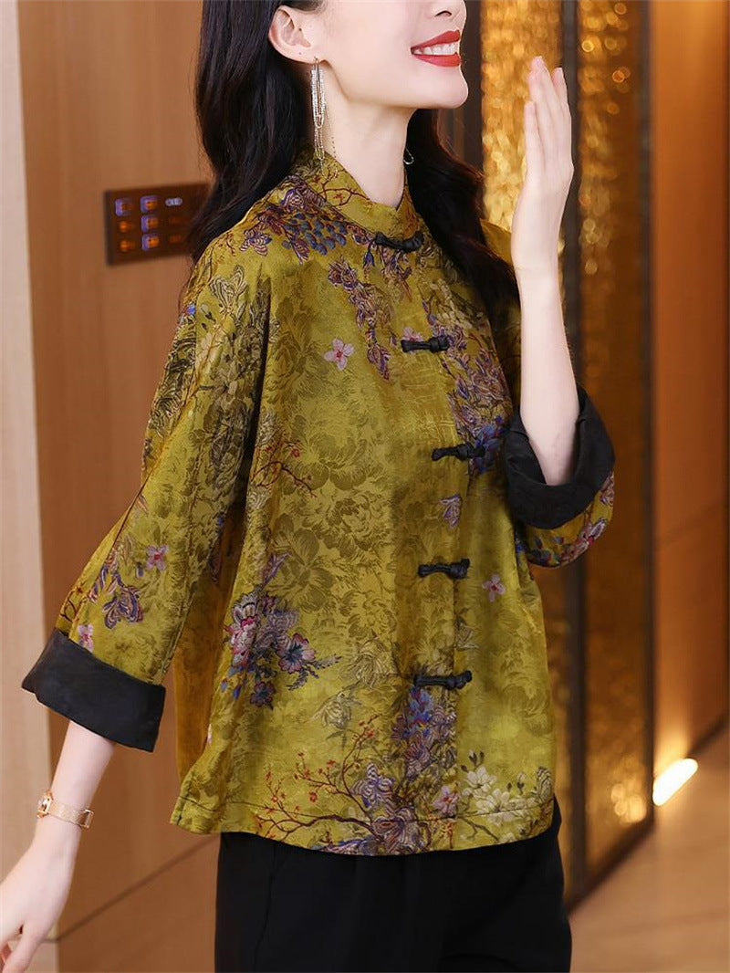 Oversized Button Down Shirts Womens Fall Floral Graphic Linen Long Sleeve Tops Trendy Casual Lapel Neck Tunic Blouses