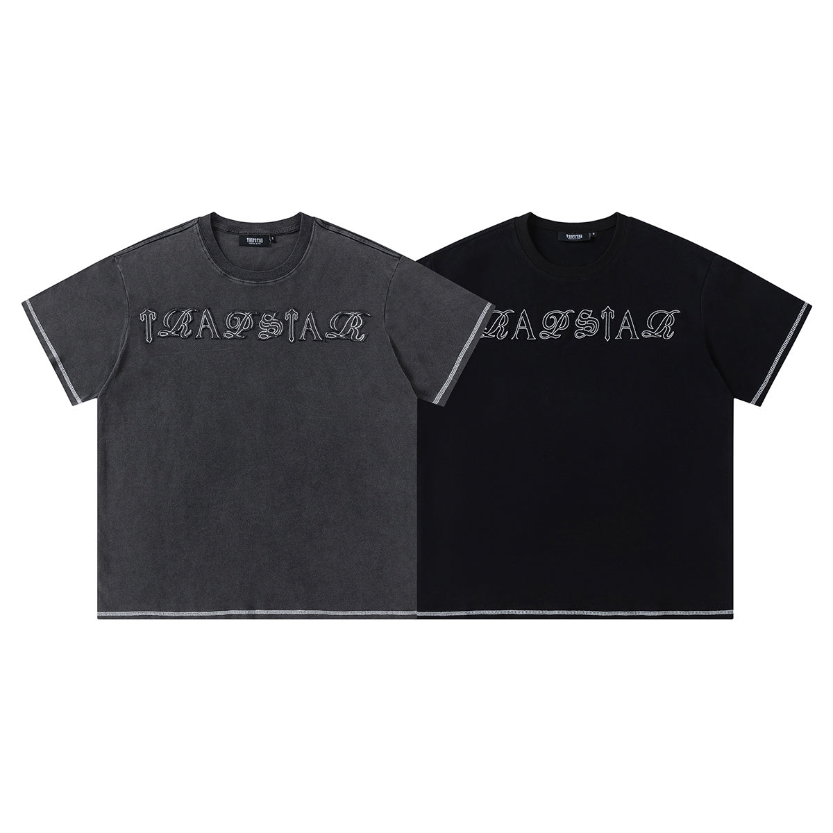 Trapstar black and charcoal graphic T-shirt and drawstring shorts set with contrast stitching - view 4