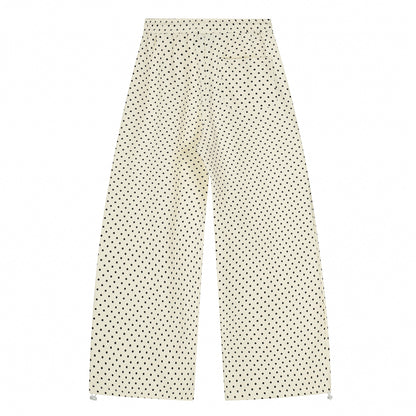 Polka Dot Cat Whisker Embroidery Metal Charm Wide Leg Pants Drawstring Ankle Toggle Y2K Harajuku
