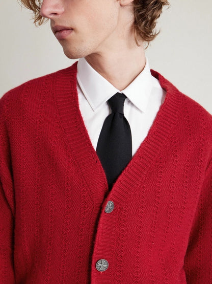 Asymmetric Cashmere Cardigan - Red