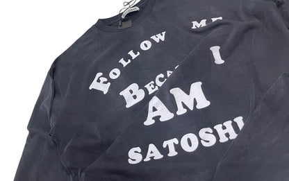 Satoshi Nakamoto Follow Me Long Sleeve T-Shirt - Washed Black