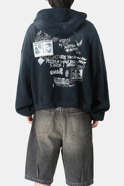 Paly Hollywood Birdman of Silver Lake Zip Hoodie Washed Distressed Heavyweight Cotton Oversized Zip-Up Streetwear Sweatshirt | Silver Lake