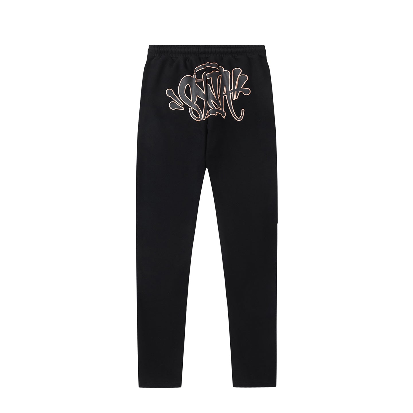 Black hooded sweatshirt and tapered jogger pants set with a graffiti-style hood graphic - view 4