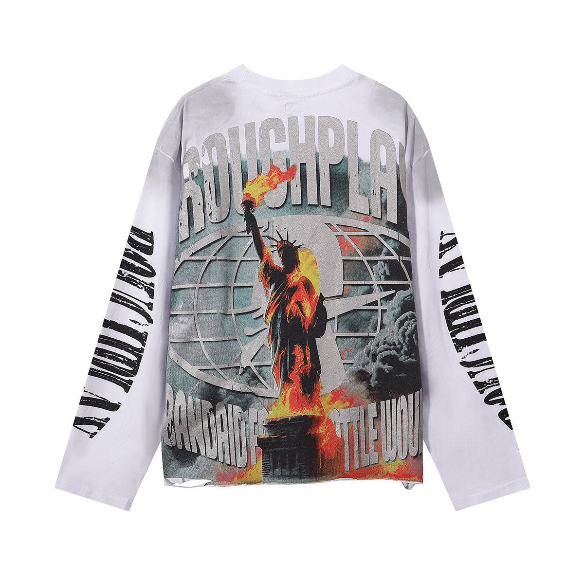 编号R528，批75，RoughPlay NYC Longsleeve烫钻设计自由女神印花24 - 4
