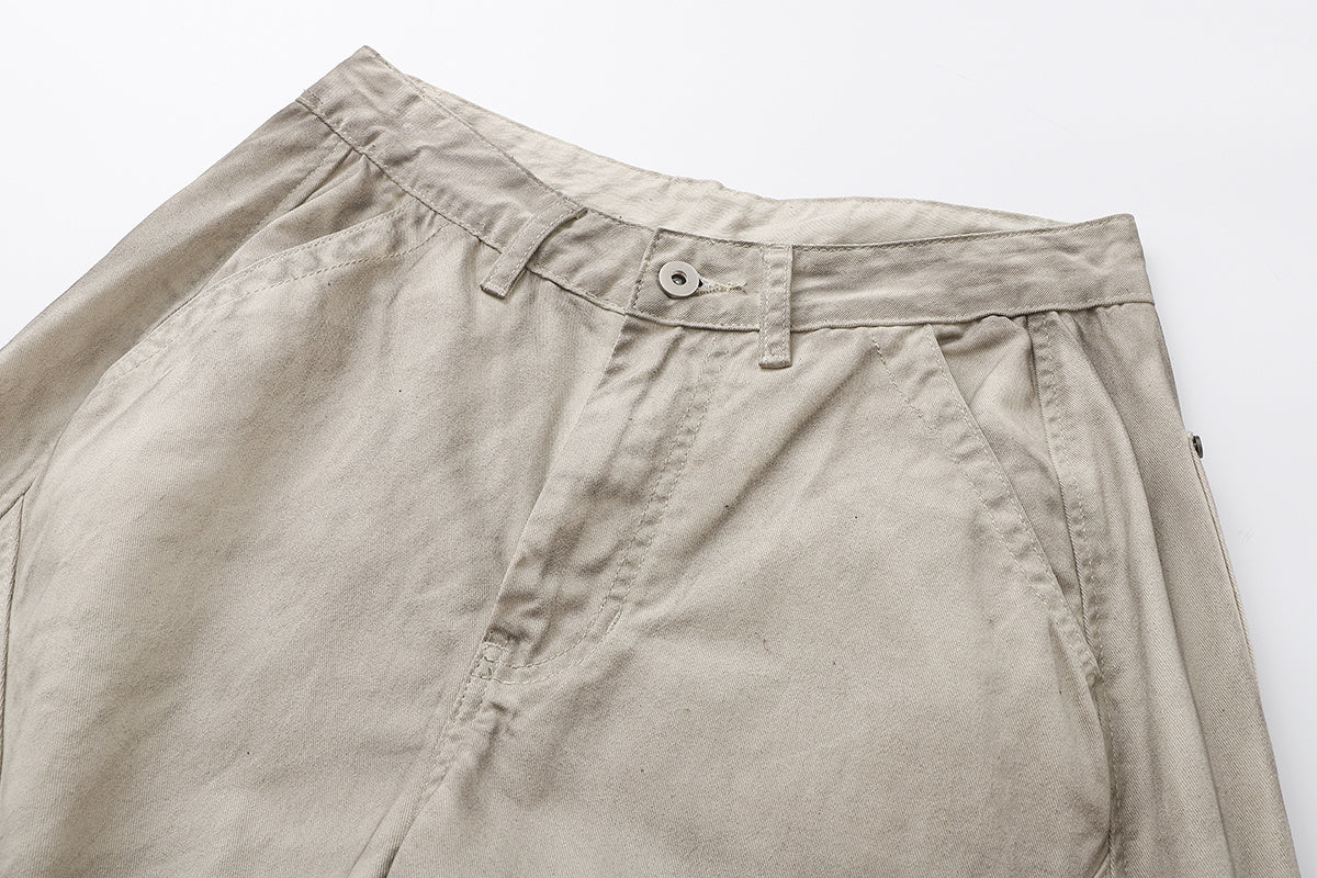 Diagonal Seam Wide Leg Cargo Pants High Waist Khaki Washed Utility Streetwear Casual Trousers | Sand Arc