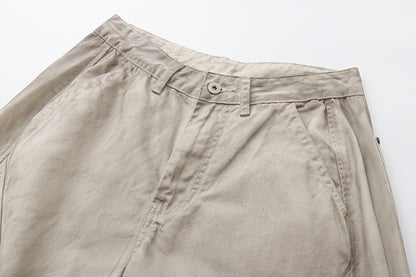 Diagonal Seam Wide Leg Cargo Pants High Waist Khaki Washed Utility Streetwear Casual Trousers | Sand Arc
