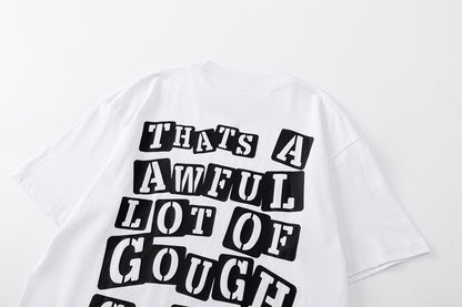 Woven Slogan Label Tee Yellow Patch Oversized White Cotton Streetwear Casual Summer T-Shirt | Syrup Stitch