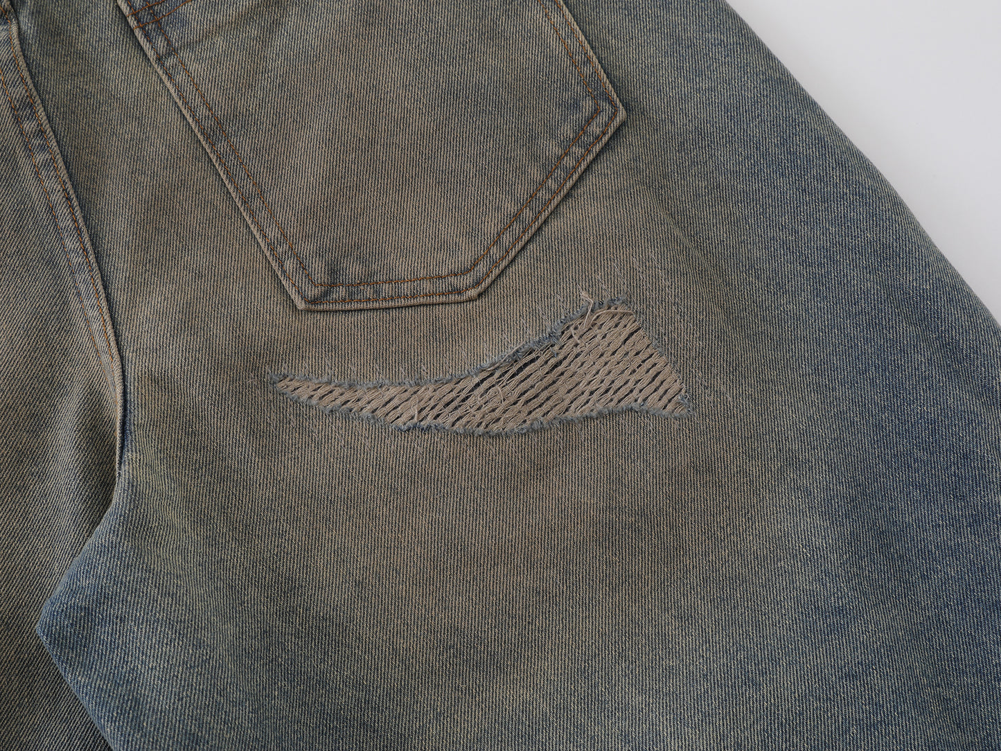 Heavy Ripped Multi-Panel Barrel Wide Leg Jeans Earth Tone Mud Wash Distressed Arc Seam High Waist Baggy Denim Trousers | Rip Arc