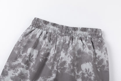 Unisex Tie Dye Graphic Shorts with Drawstring Waist and Front Pockets