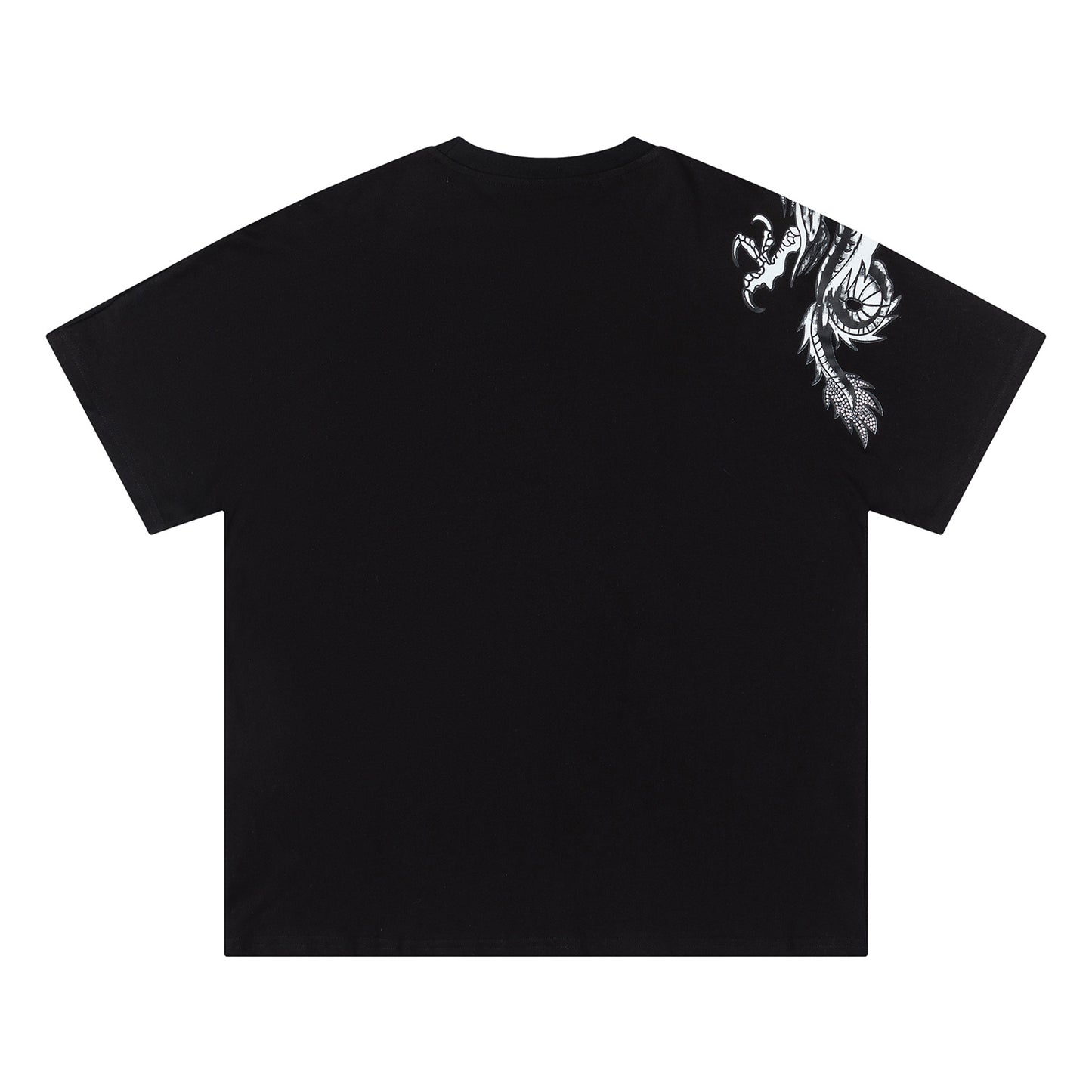 Black Trapstar unisex oversized T-shirt with white dragon graphic and rhinestone details - view 4