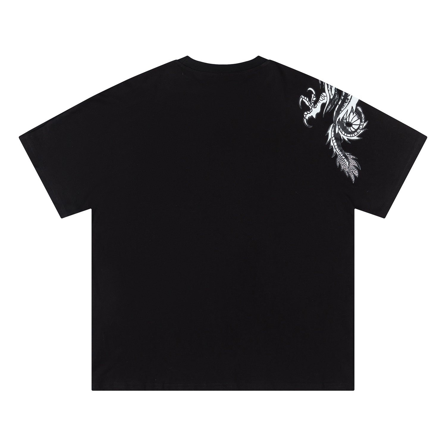 Black Trapstar unisex oversized T-shirt with white dragon graphic and rhinestone details - view 4