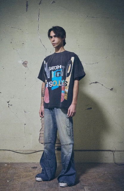 SATOSHI NAKAMOTO Mirror Logo Vintage Tee / Black
