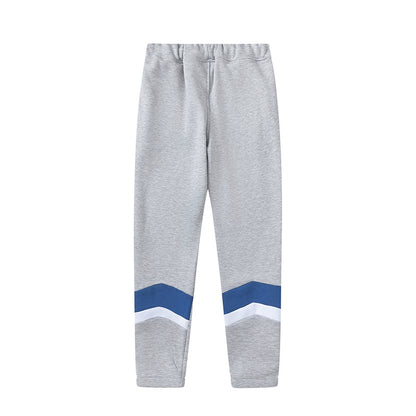 Blue and Gray Chevron Hoodie and Joggers Tracksuit Set, Drawstring Two Piece Streetwear Outfit