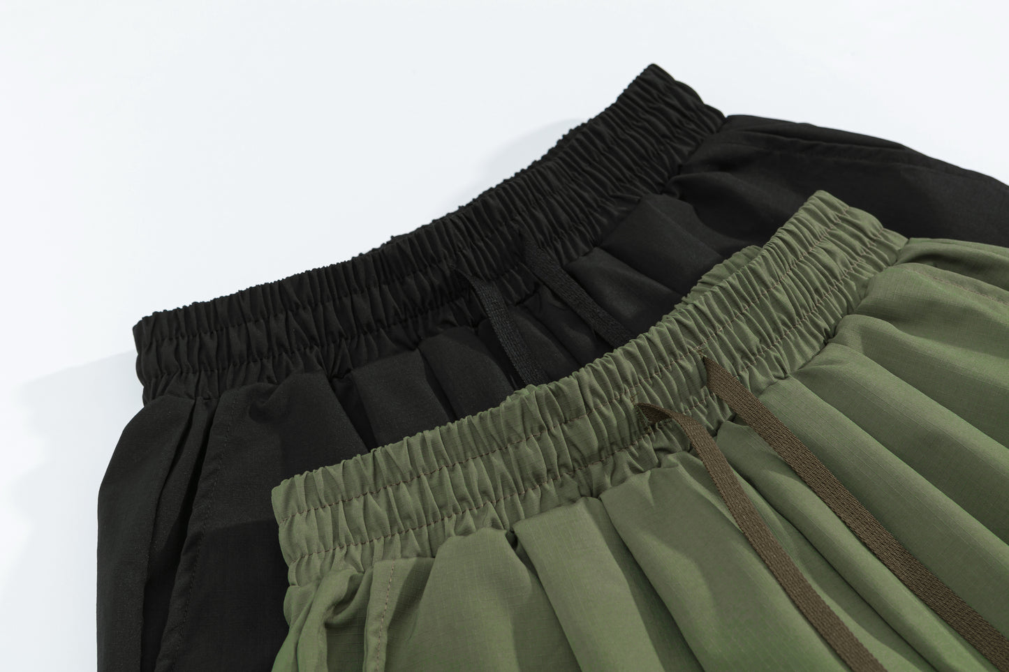Tactical Drawstring Shorts Elastic Waist Side Cord Hem Wide Leg Streetwear Casual Shorts