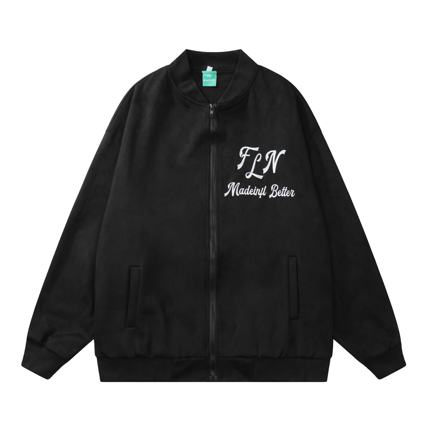 Black jacket front FLN Madeinfl Better embroidery