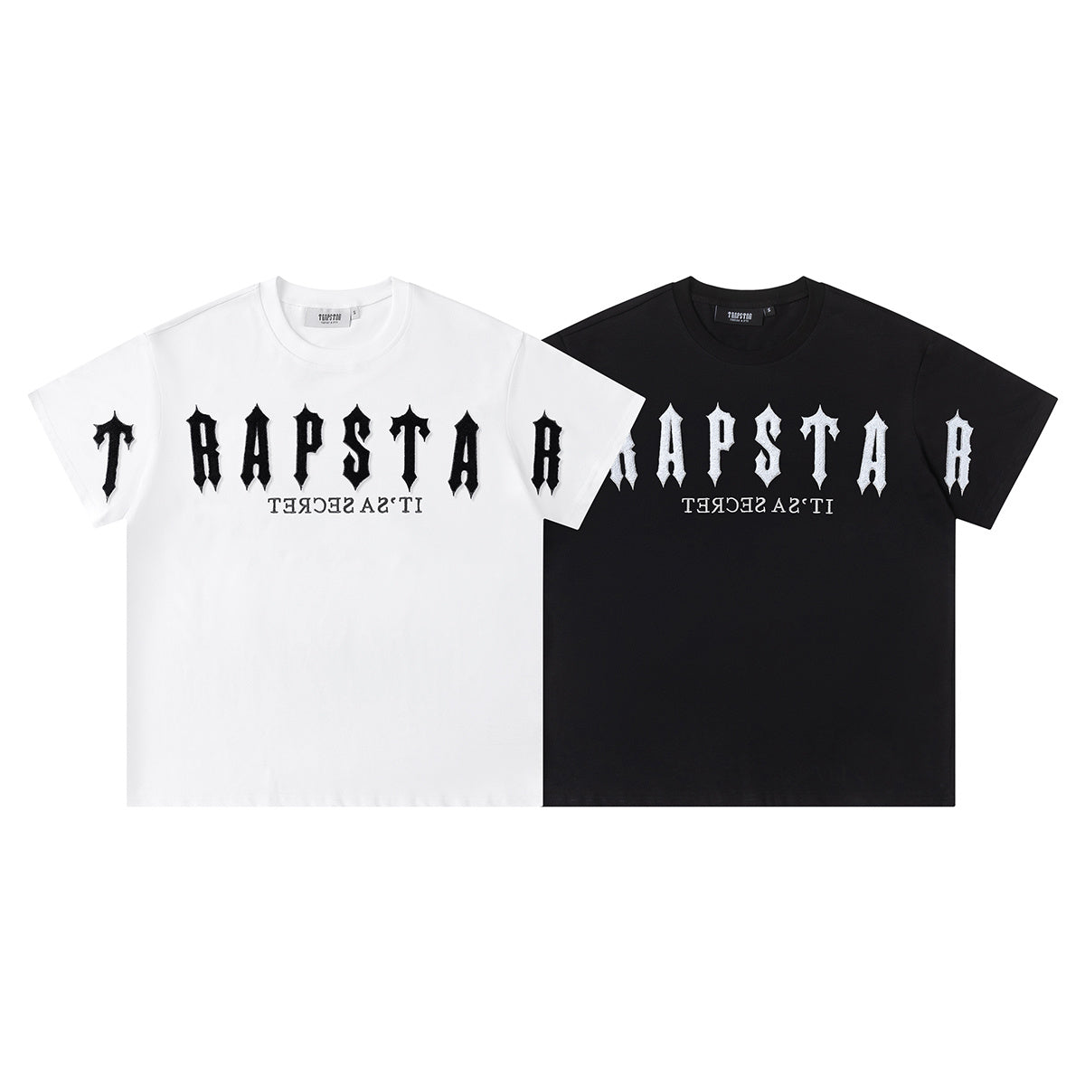 Trapstar unisex T-shirt and drawstring shorts set with bold logo graphics in black and white - view 4