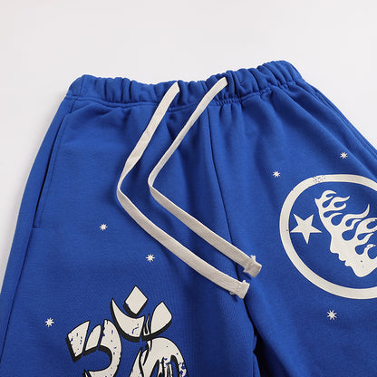 Hellstar Rhinestone Logo Flared Sweatpants 'Blue'