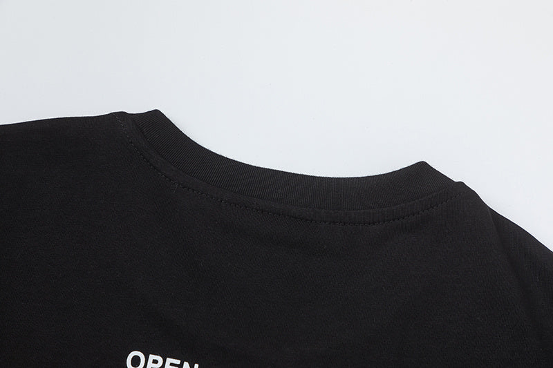Black graphic crew neck short sleeve T-shirt with small front Synas Club print - view 4