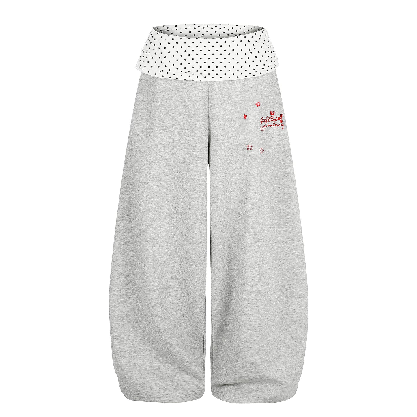 Women's Girls Club Conteng Balloon Wide Leg Sweatpants - Grey Front View