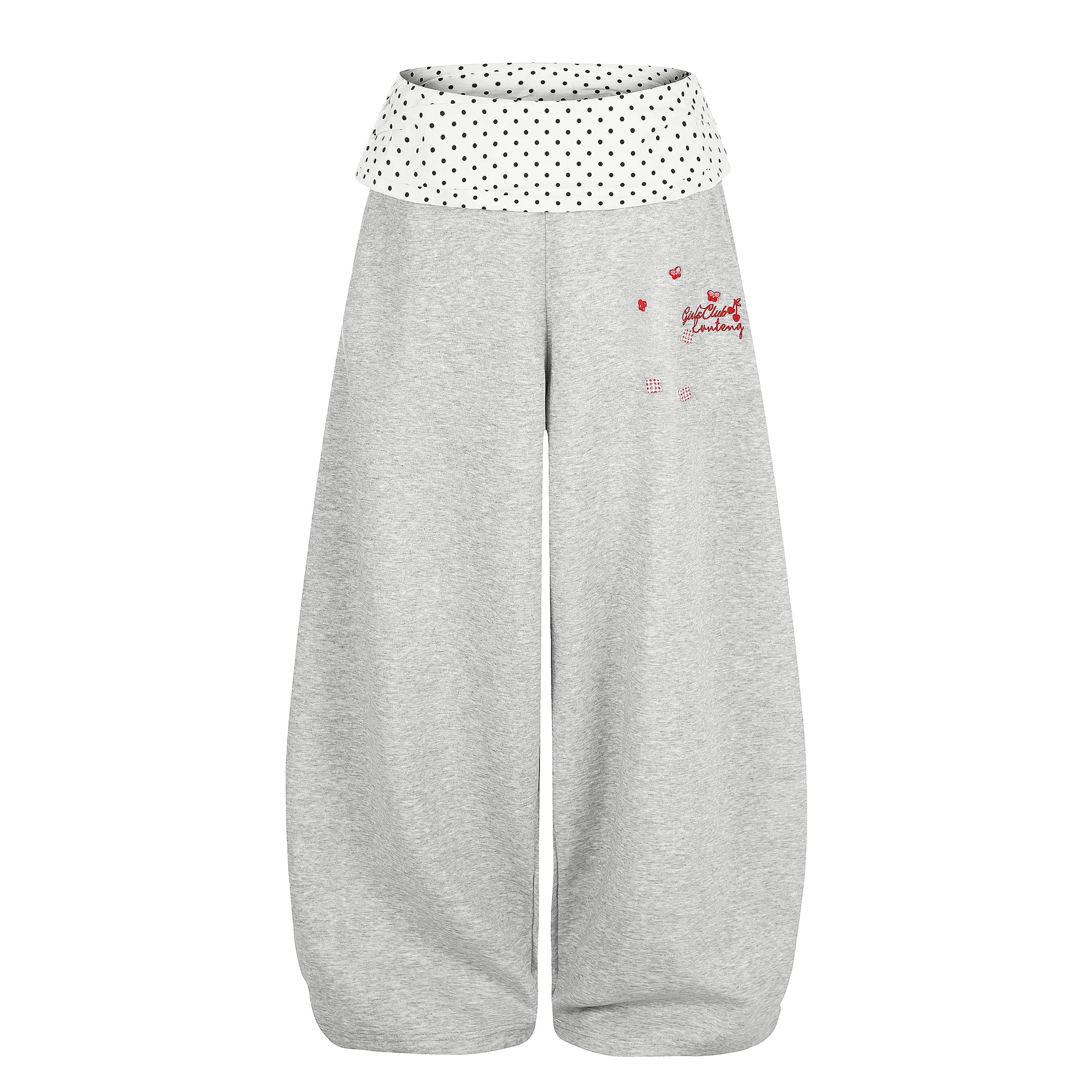 Women's Girls Club Conteng Balloon Wide Leg Sweatpants - Grey Front View