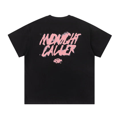Unisex Black Graphic T-Shirt, Crew Neck Short Sleeve Masked Face Print